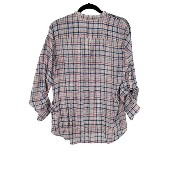 Kut from the Kloth Tops Shirts Womens Medium Plaid Button Up Semi Sheer - Picture 8 of 10